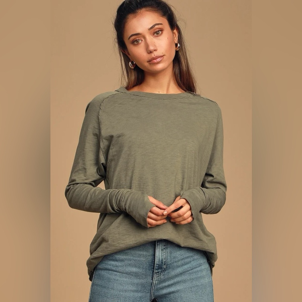 Sale!! $ Drop! NEW Free People x We The Free Arden Tee in Army Green